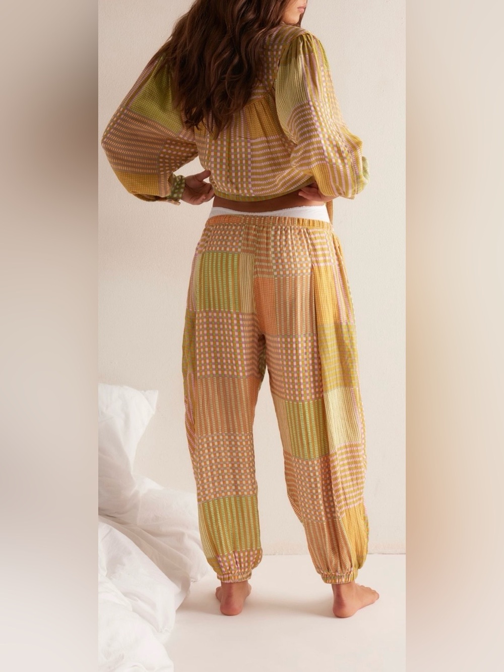 NWT Free People S Intimately Night After Night Pants in Lemon 🍋 Lime 🍋‍🟩 Combo - Picture 2 of 7